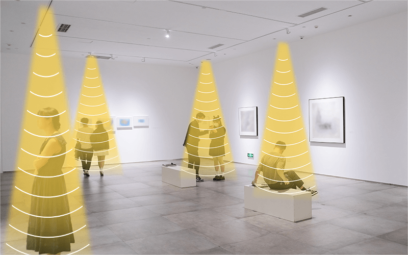 畫(huà)廊展覽，利用定向音箱，實(shí)現(xiàn)聲音分區(qū)，互不干擾